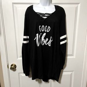 Torrid 4 hooded long sleeve “Good Vibes” tee